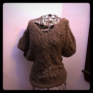 Gray/brown open weave sweater